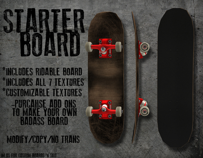 Second Life Marketplace Starter Skateboard Kit**